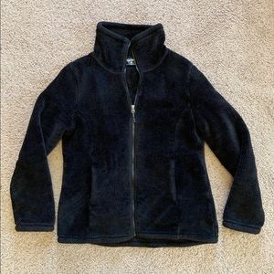 32 Degrees Womens Faux Fur Zip-Front Black Winter Sweater Jacket (L)